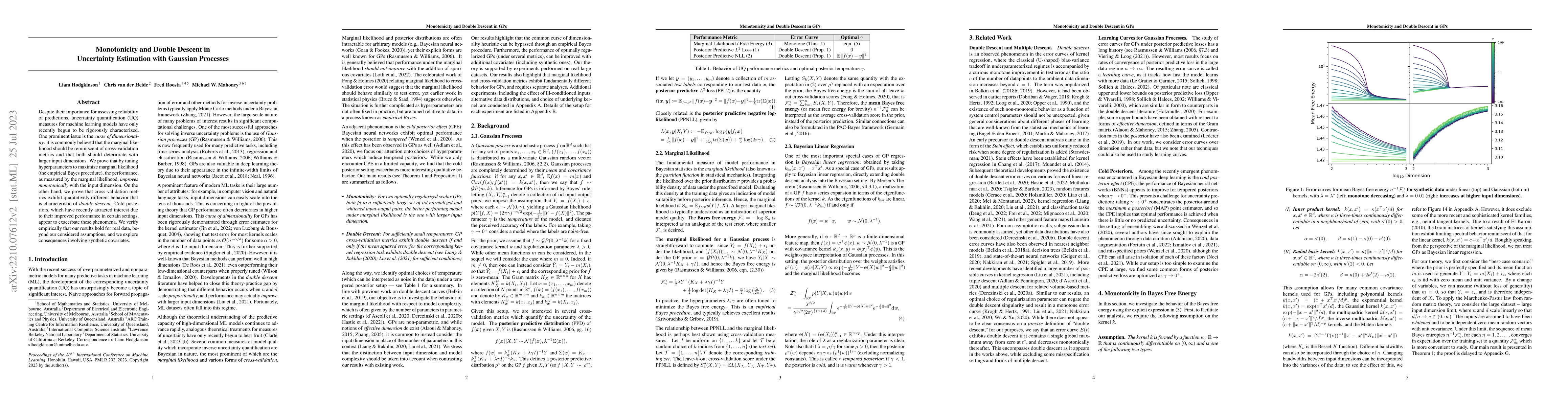 Thumbnail for Monotonicity and Double Descent in Uncertainty Estimation with Gaussian
  Processes