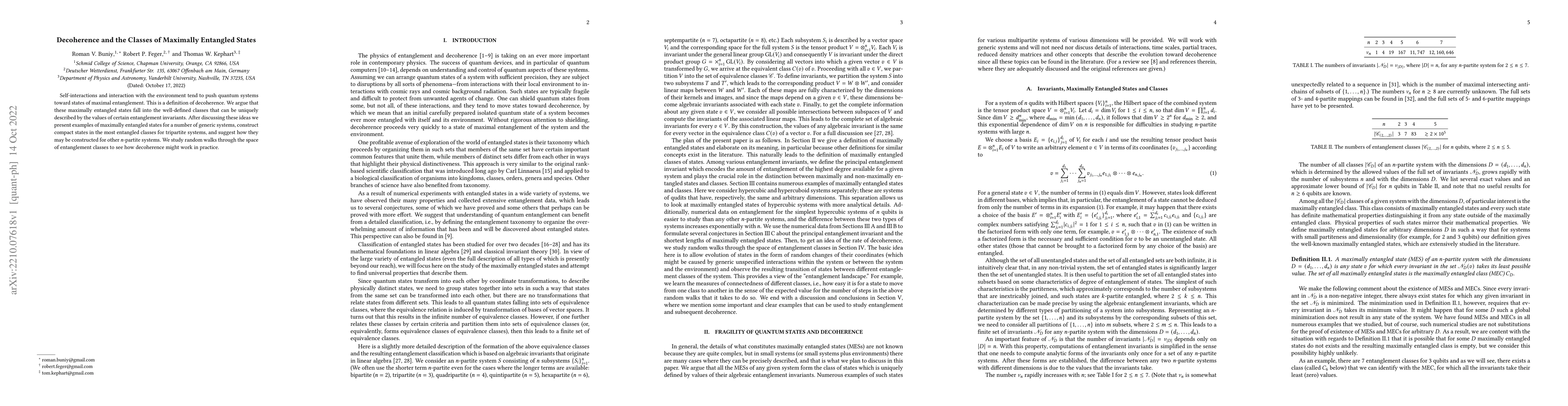 Thumbnail for Decoherence and the Classes of Maximally Entangled States