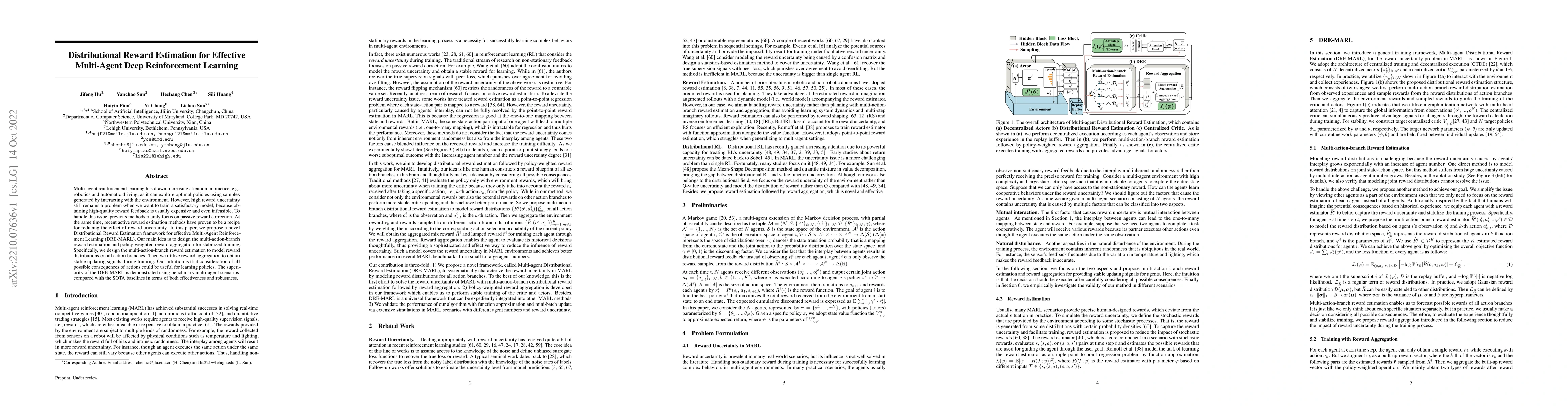 Thumbnail for Distributional Reward Estimation for Effective Multi-Agent Deep
  Reinforcement Learning