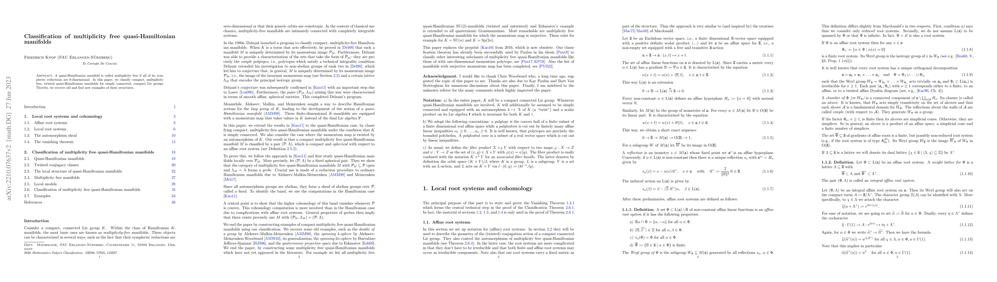 Thumbnail for Classification of multiplicity free quasi-Hamiltonian manifolds