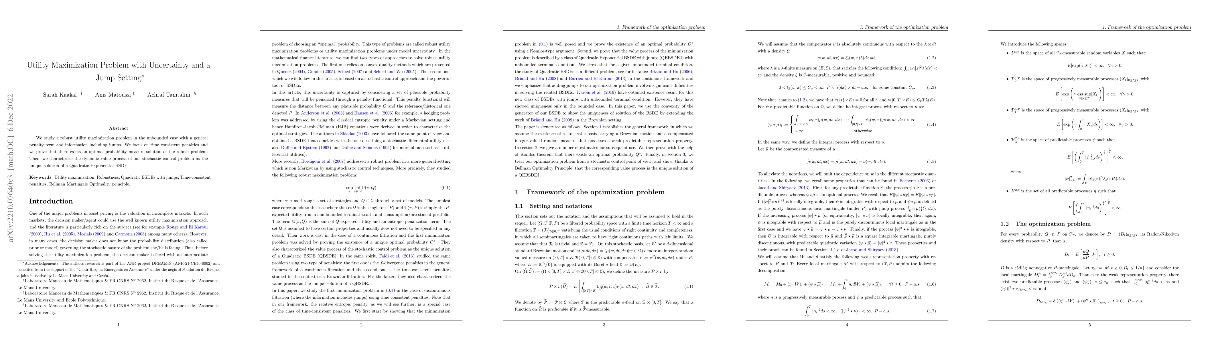 Thumbnail for Utility Maximization Problem with Uncertainty and a Jump Setting