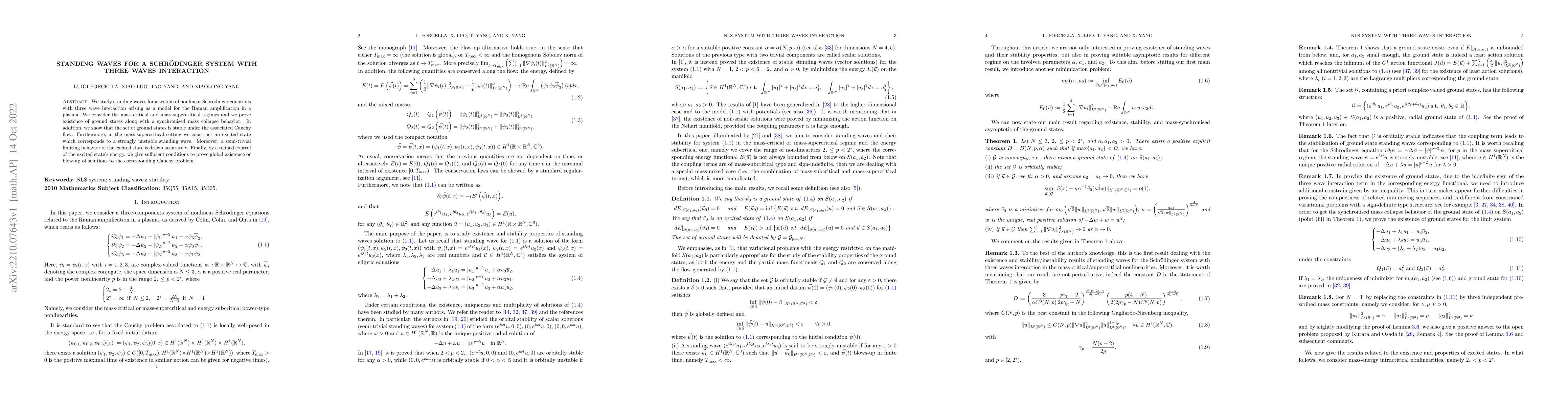 Thumbnail for Standing waves for a Schr\"odinger system with three waves interaction