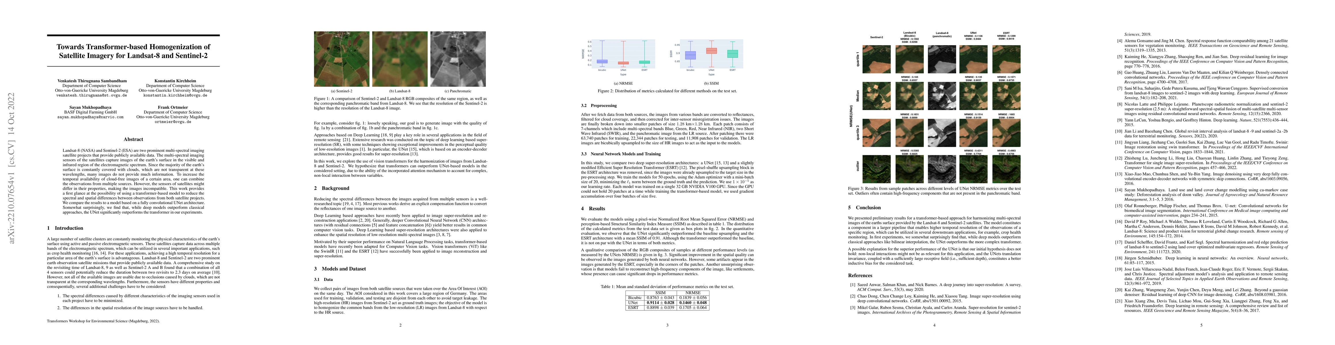 Thumbnail for Towards Transformer-based Homogenization of Satellite Imagery for
  Landsat-8 and Sentinel-2