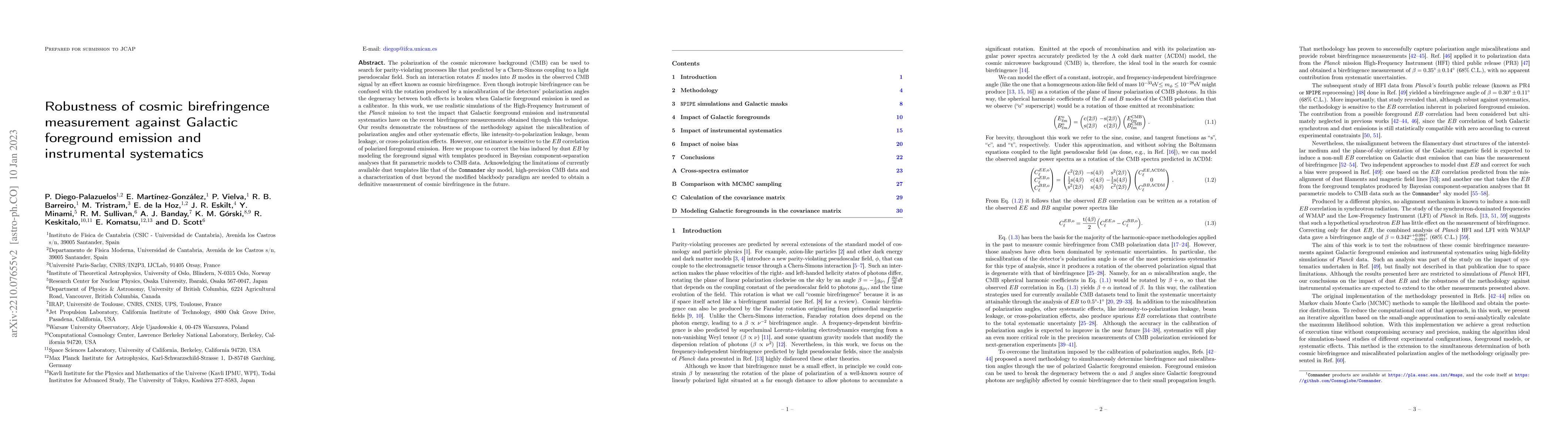 Thumbnail for Robustness of cosmic birefringence measurement against Galactic
  foreground emission and instrumental systematics