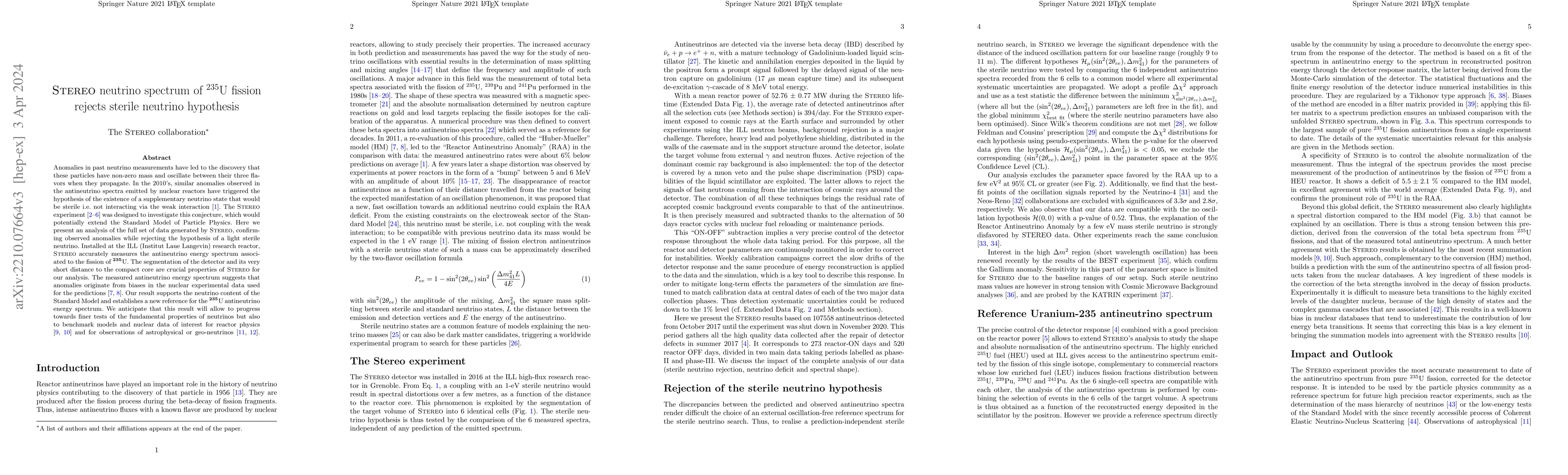 Thumbnail for Stereo neutrino spectrum of 235U fission rejects sterile neutrino
  hypothesis