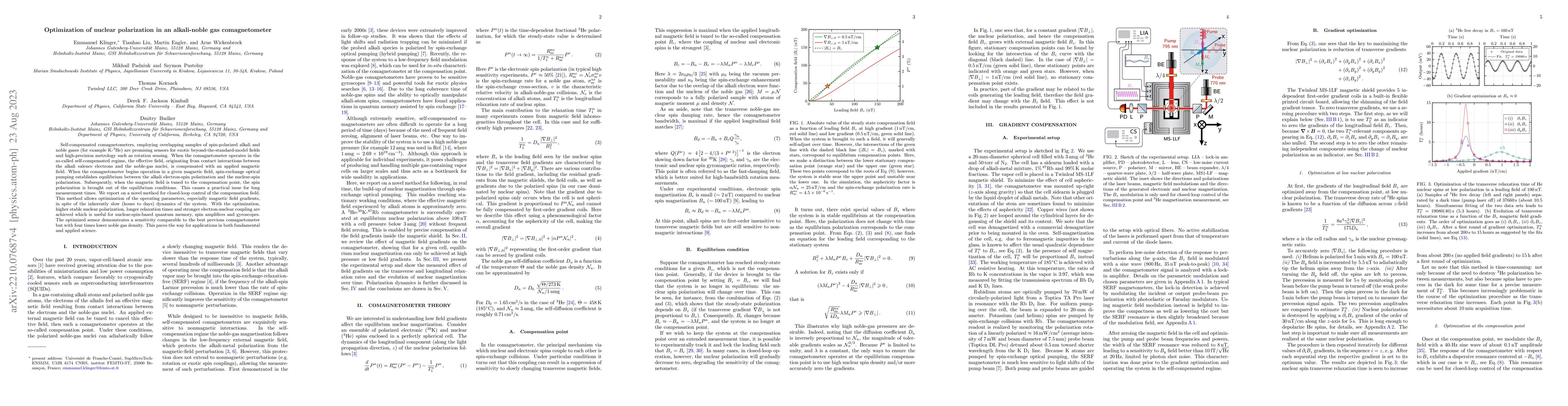 Thumbnail for Optimization of nuclear polarization in an alkali-noble gas
  comagnetometer