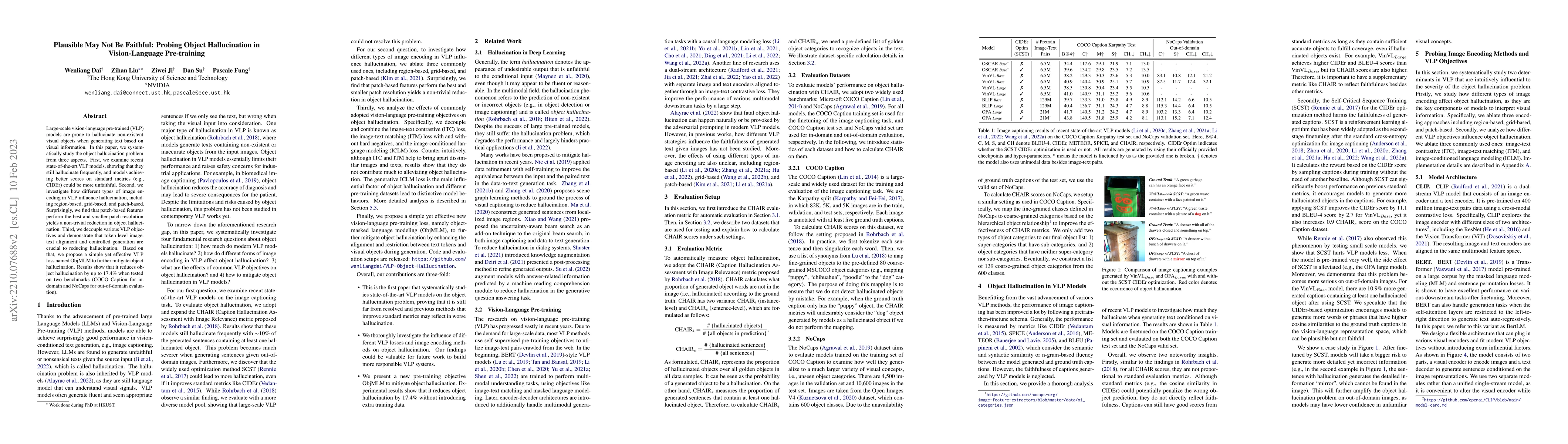 Thumbnail for Plausible May Not Be Faithful: Probing Object Hallucination in
  Vision-Language Pre-training