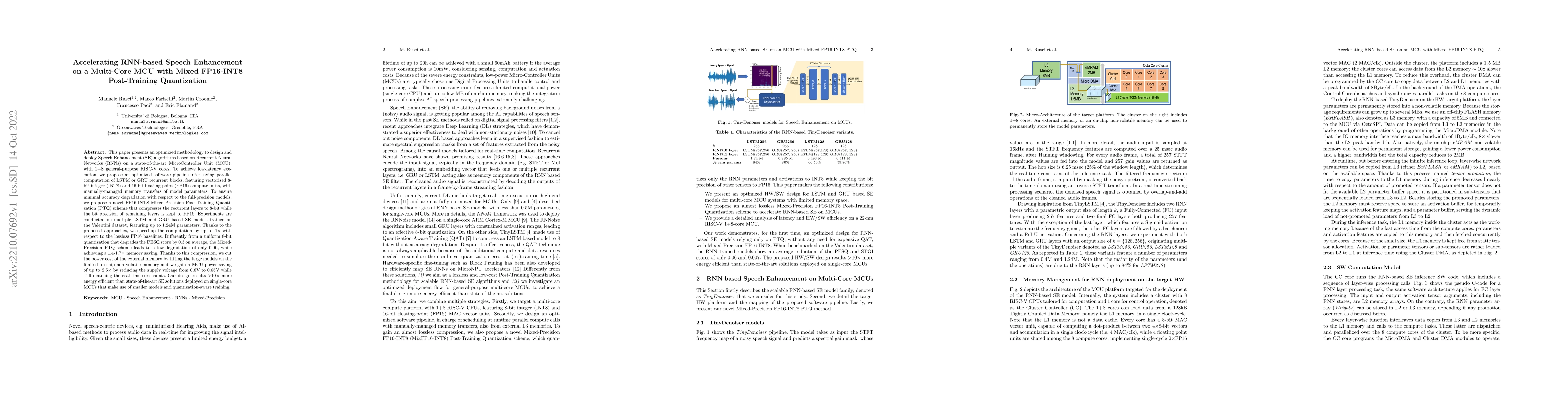 Thumbnail for Accelerating RNN-based Speech Enhancement on a Multi-Core MCU with Mixed
  FP16-INT8 Post-Training Quantization