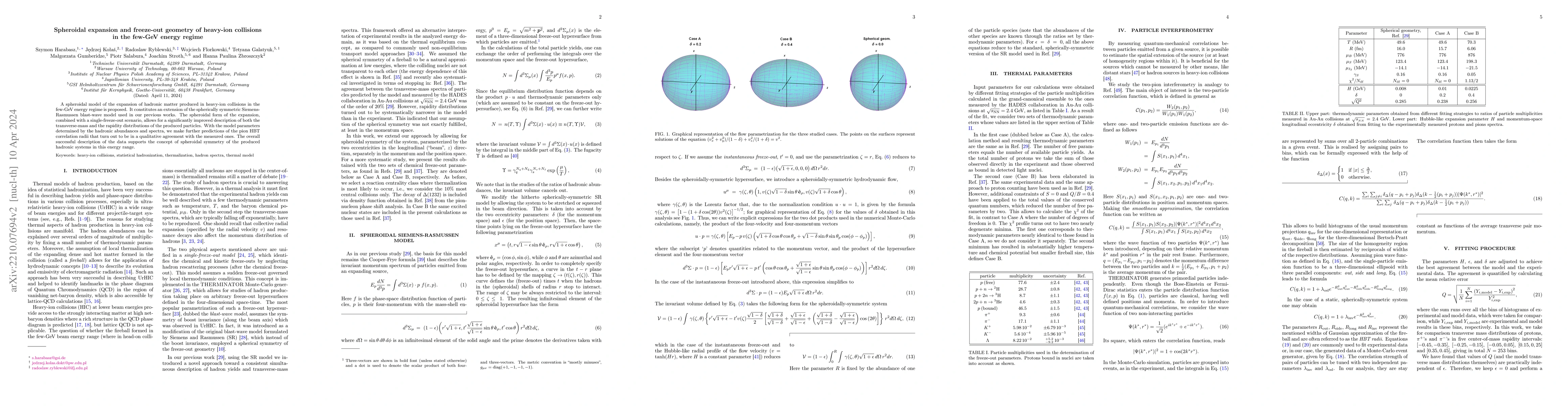 Thumbnail for Spheroidal expansion and freeze-out geometry of heavy-ion collisions in
  the few-GeV energy regime