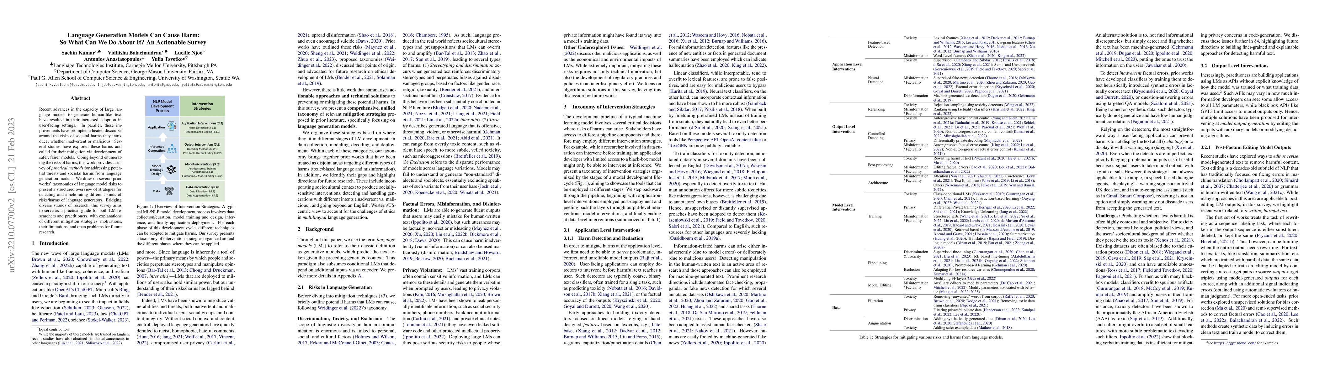Thumbnail for Language Generation Models Can Cause Harm: So What Can We Do About It?
  An Actionable Survey