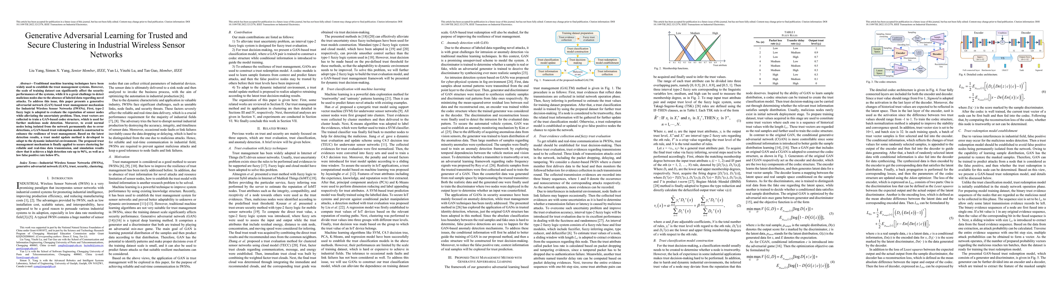 Thumbnail for Generative Adversarial Learning for Trusted and Secure Clustering in
  Industrial Wireless Sensor Networks