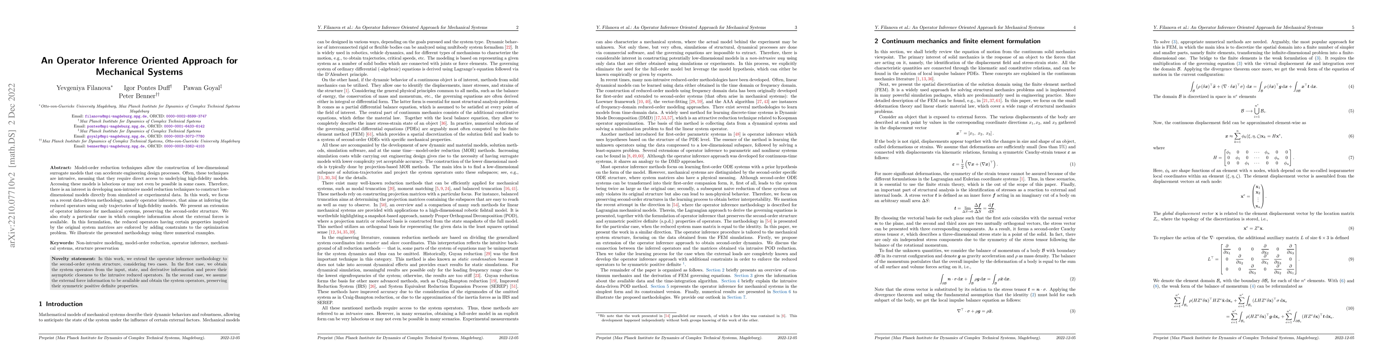 Thumbnail for An Operator Inference Oriented Approach for Mechanical Systems