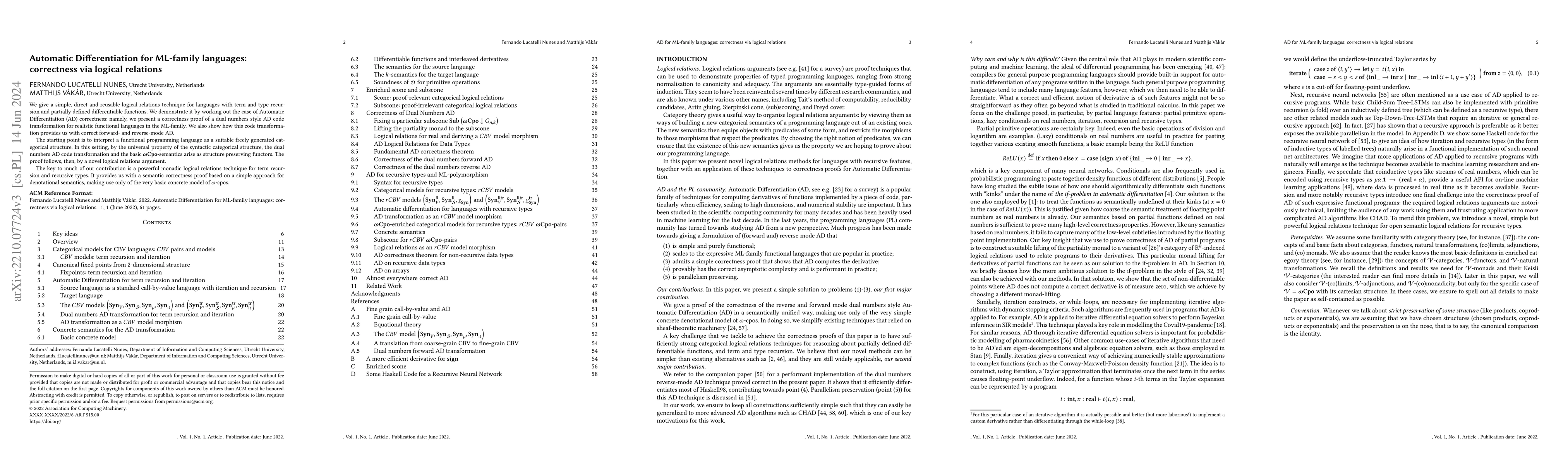 Thumbnail for Automatic Differentiation for ML-family languages: correctness via
  logical relations