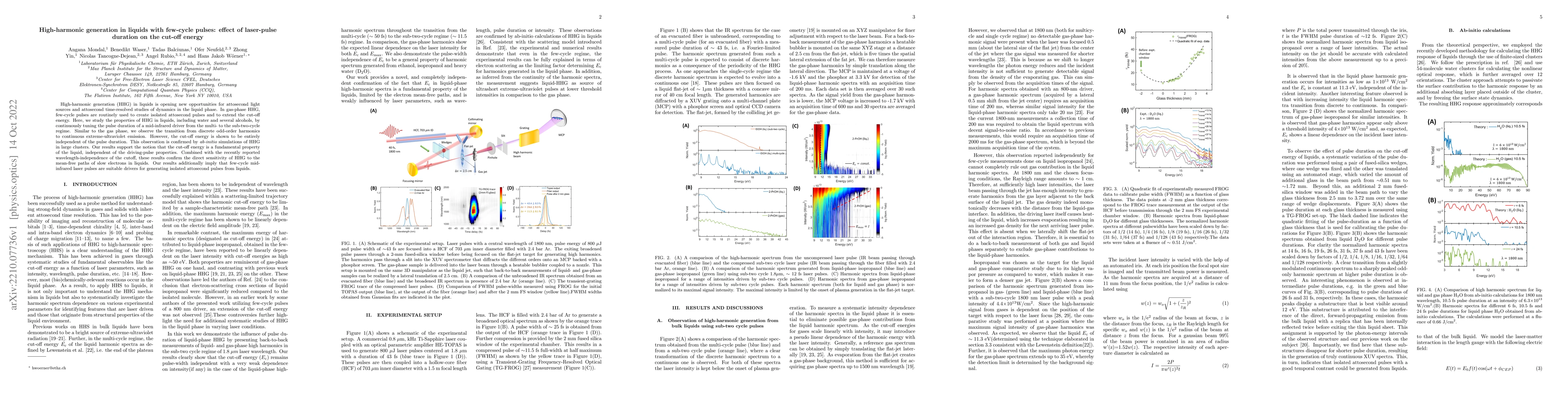 Thumbnail for High-harmonic generation in liquids with few-cycle pulses: effect of
  laser-pulse duration on the cut-off energy