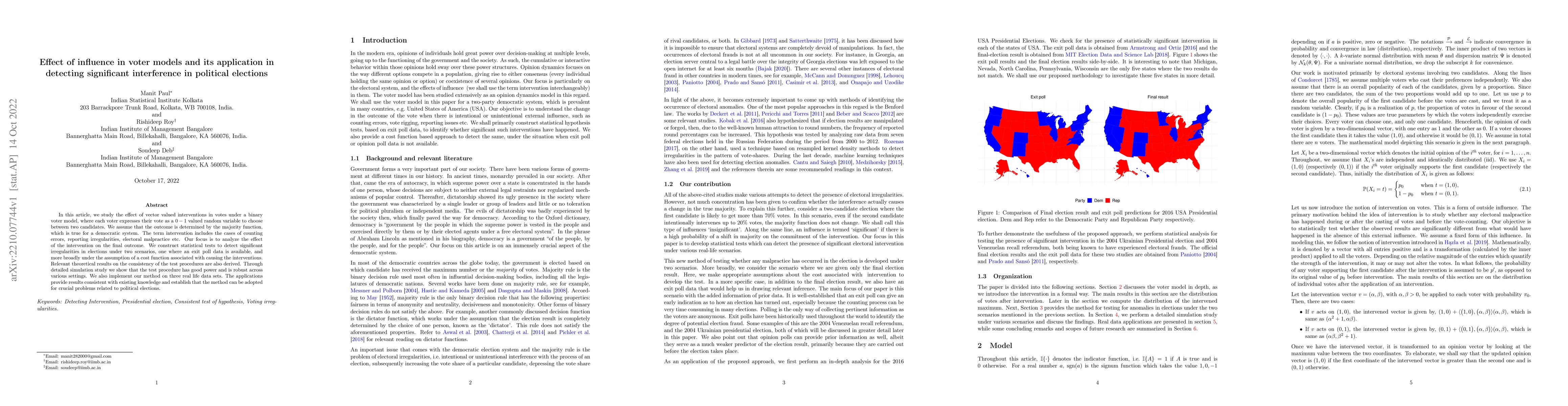 Thumbnail for Effect of influence in voter models and its application in detecting
  significant interference in political elections