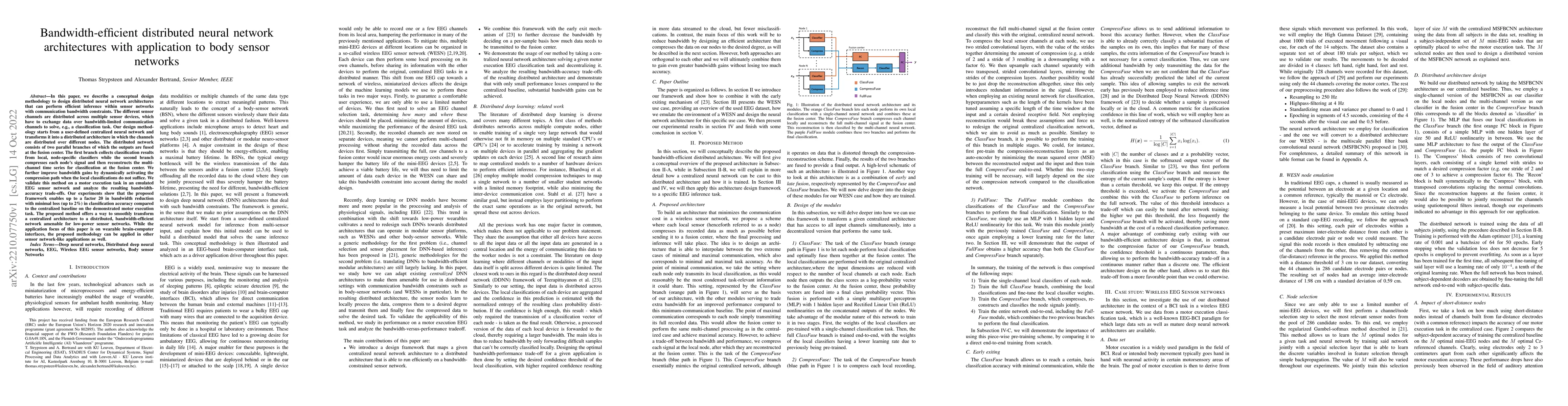 Thumbnail for Bandwidth-efficient distributed neural network architectures with
  application to body sensor networks