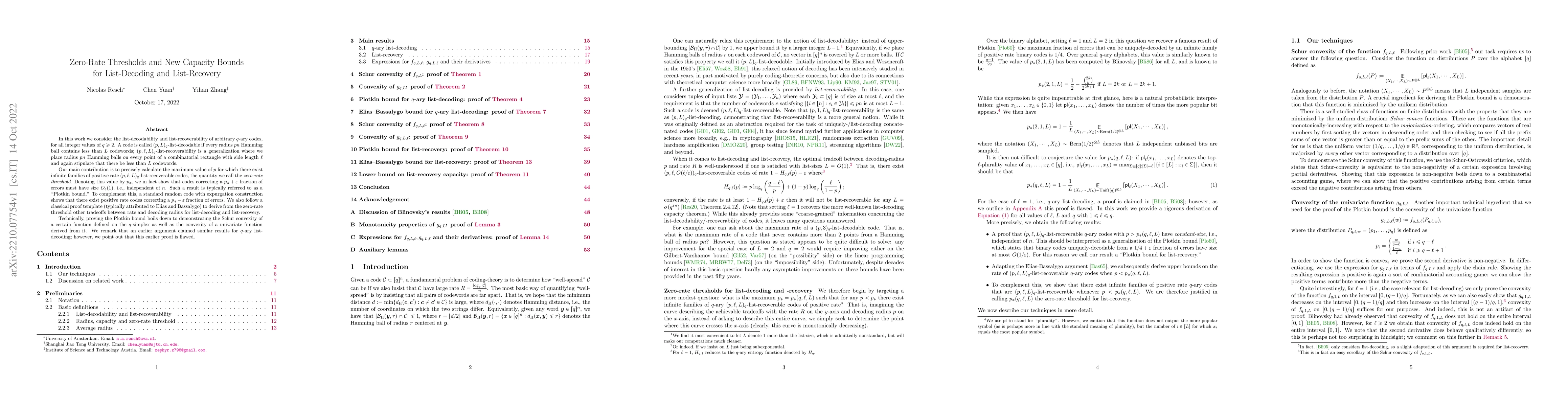 Thumbnail for Zero-Rate Thresholds and New Capacity Bounds for List-Decoding and
  List-Recovery