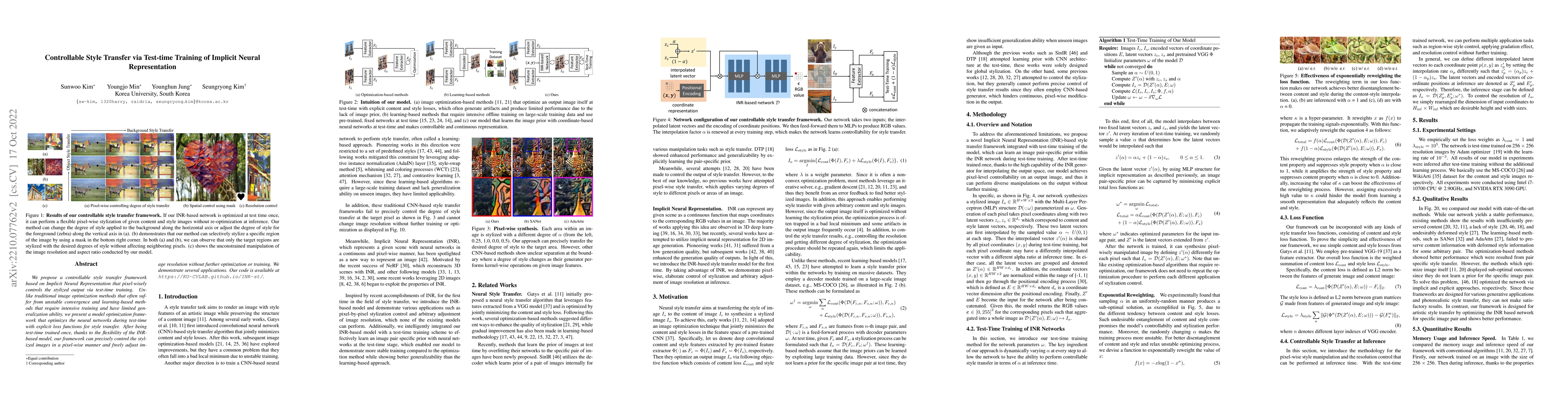 Thumbnail for Controllable Style Transfer via Test-time Training of Implicit Neural
  Representation