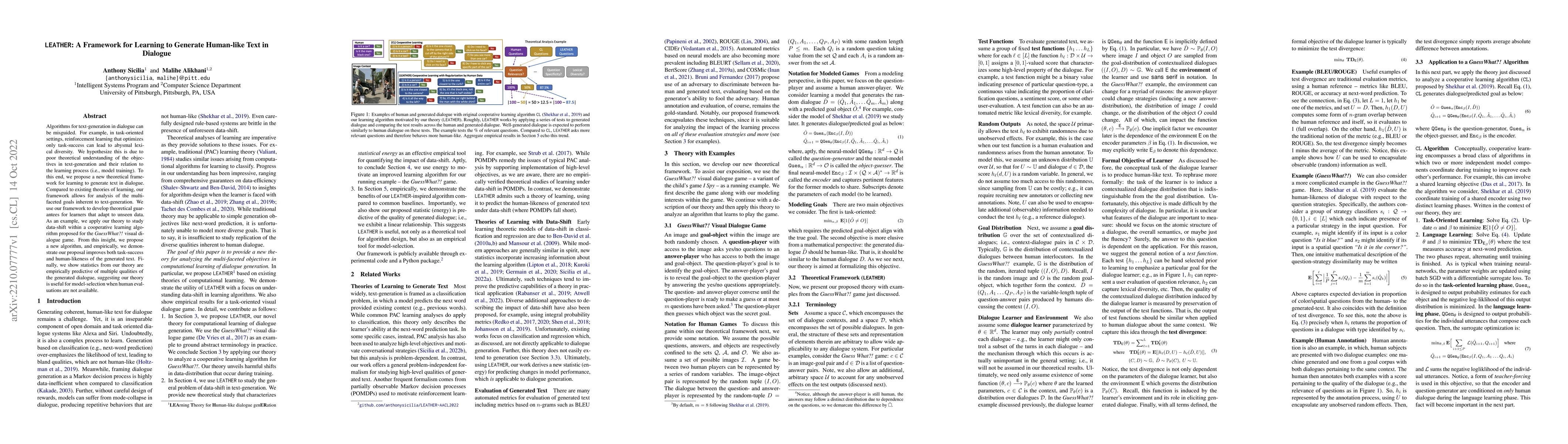 Thumbnail for LEATHER: A Framework for Learning to Generate Human-like Text in
  Dialogue
