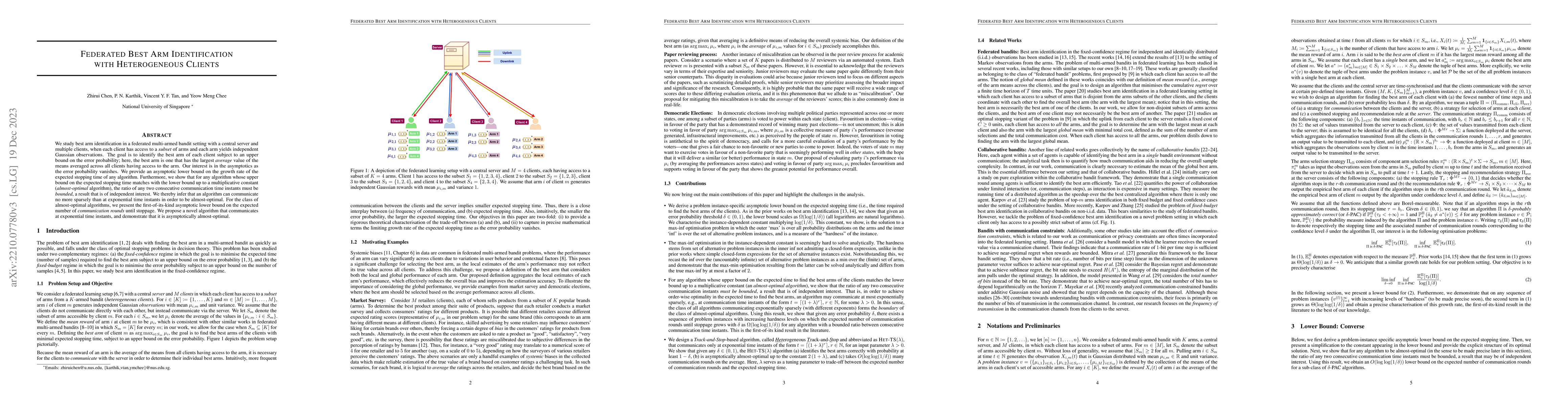 Thumbnail for Federated Best Arm Identification with Heterogeneous Clients