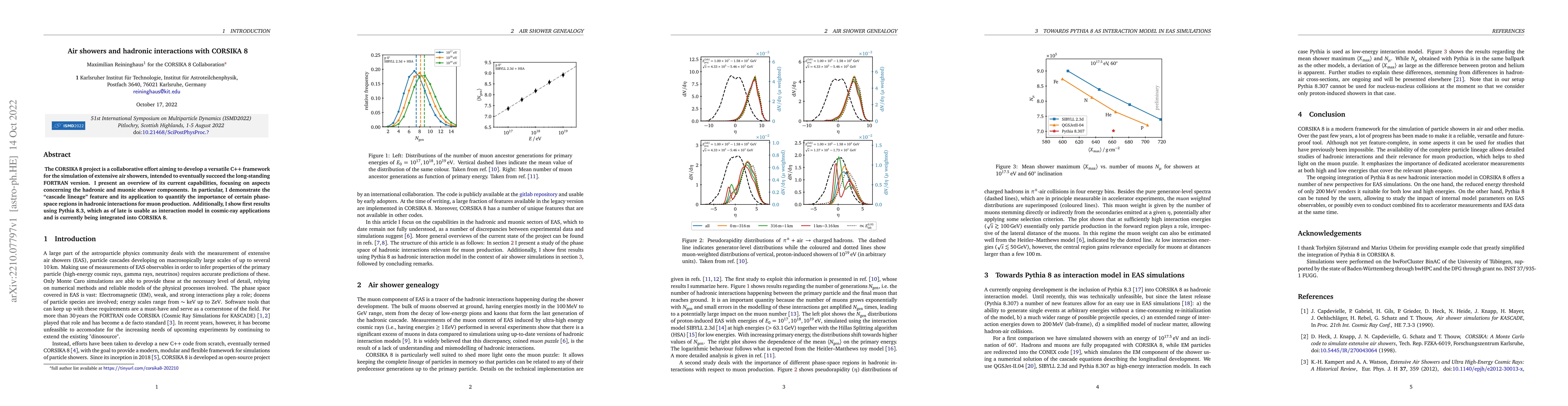 Thumbnail for Air showers and hadronic interactions with CORSIKA 8