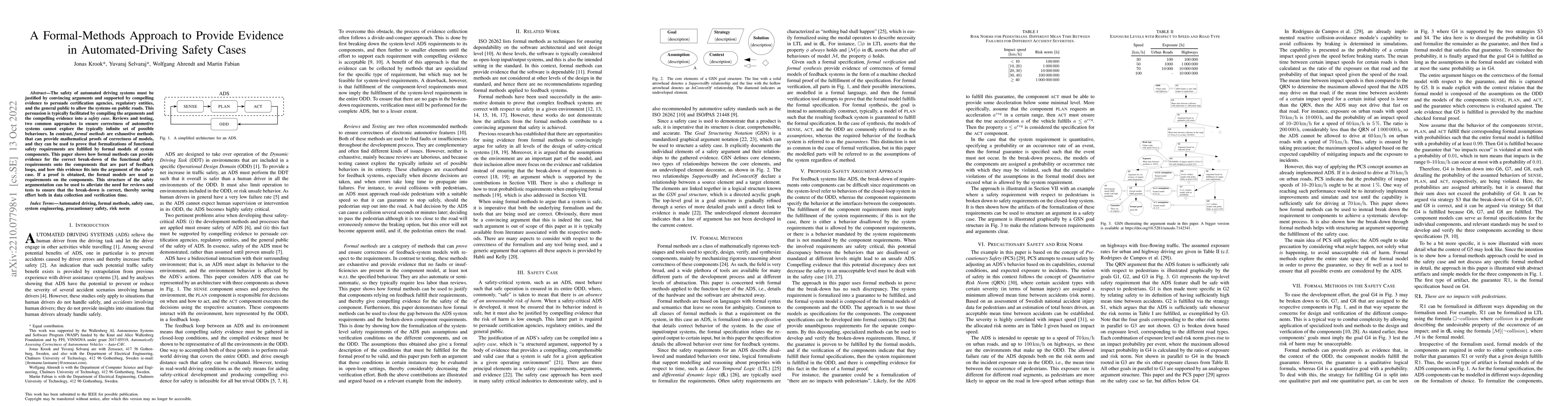 Thumbnail for A Formal-Methods Approach to Provide Evidence in Automated-Driving
  Safety Cases