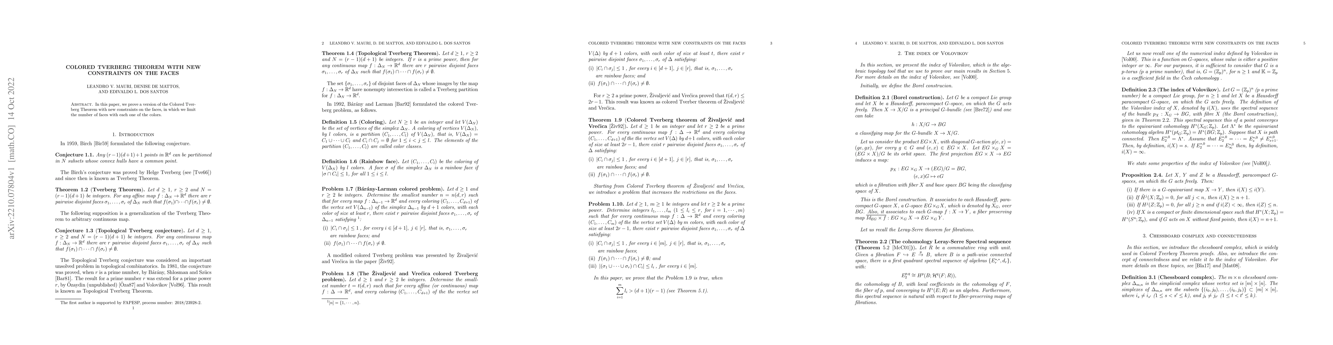 Thumbnail for Colored Tverberg theorem with new constraints on the faces
