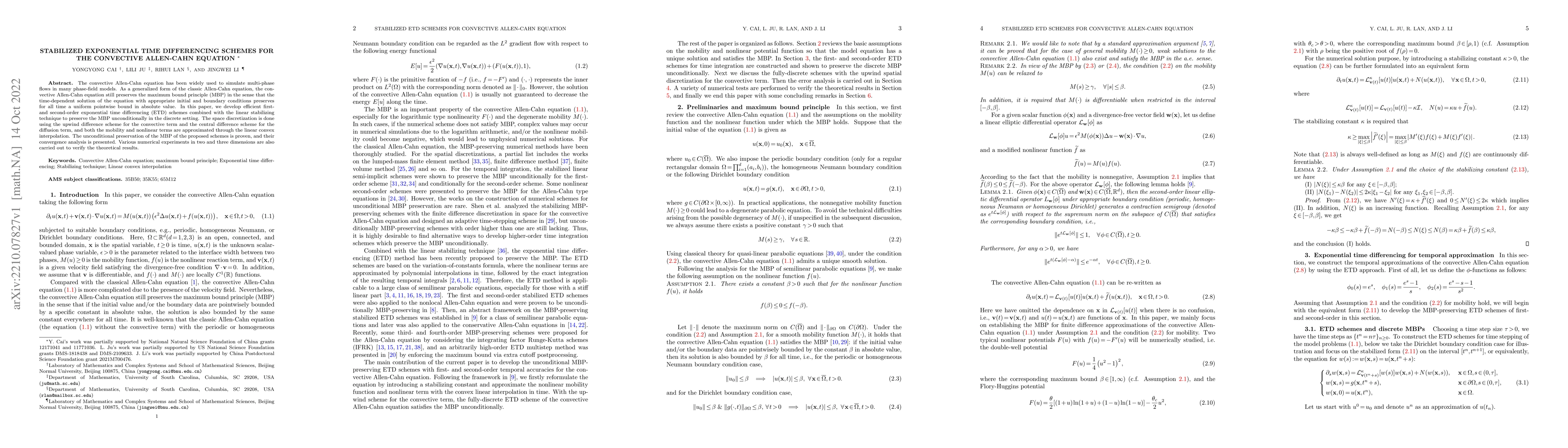 Thumbnail for Stabilized exponential time differencing schemes for the convective
  Allen-Cahn equation
