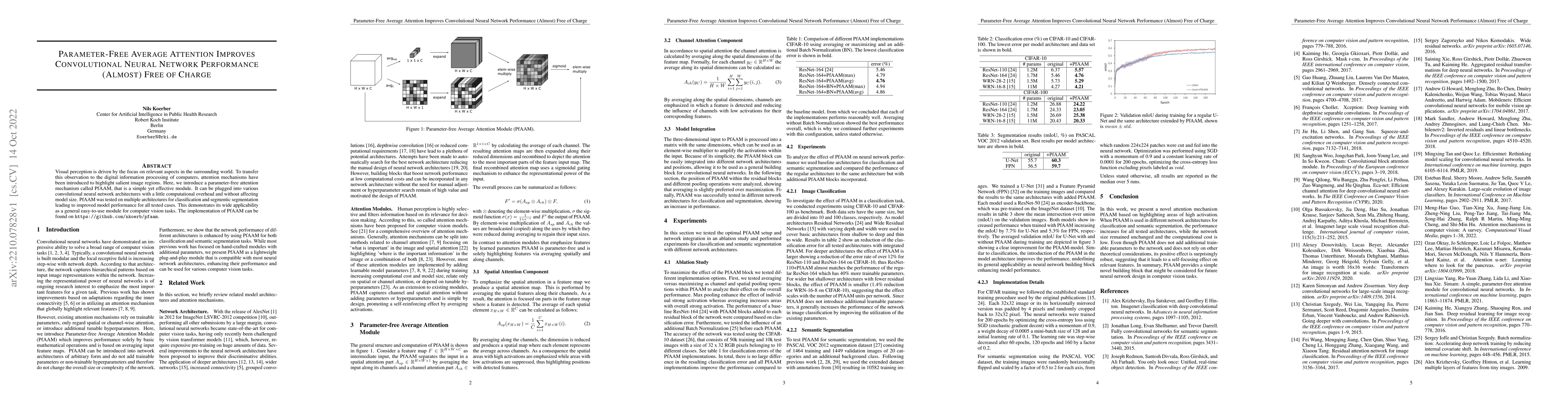 Thumbnail for Parameter-Free Average Attention Improves Convolutional Neural Network
  Performance (Almost) Free of Charge