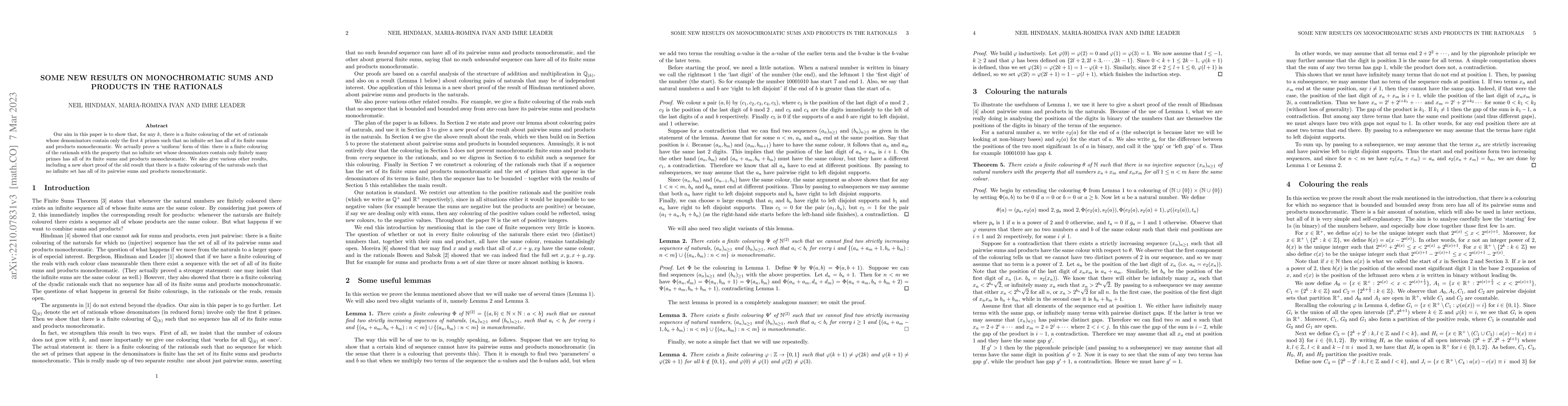 Thumbnail for Some New Results on Monochromatic Sums and Products in the Rationals