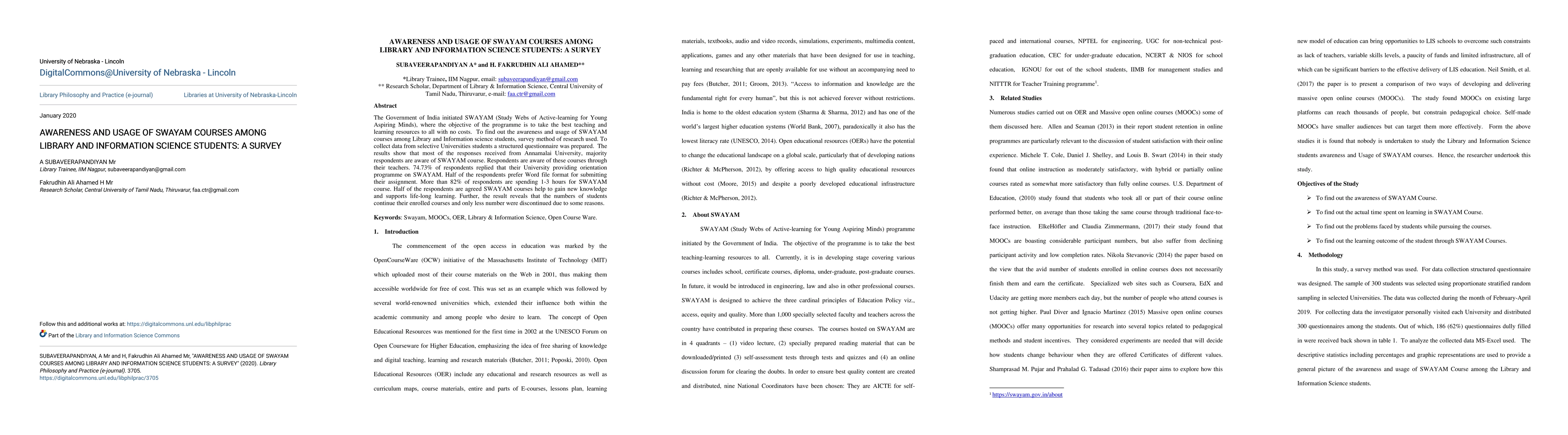 Thumbnail for Awareness and usage of SWAYAM course among library and information
  science students a survey
