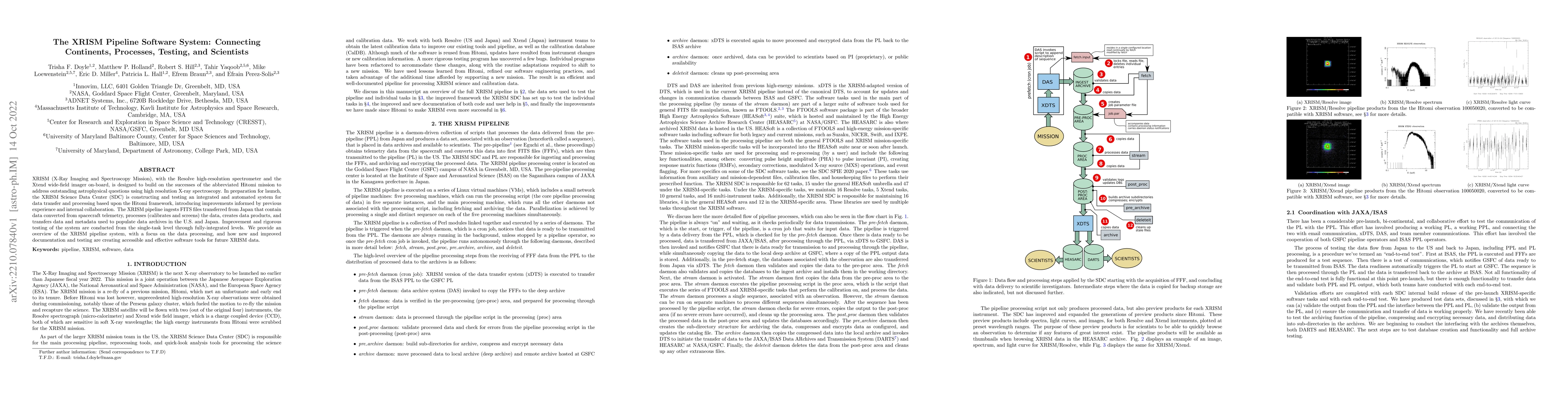 Thumbnail for The XRISM Pipeline Software System: Connecting Continents, Processes,
  Testing, and Scientists