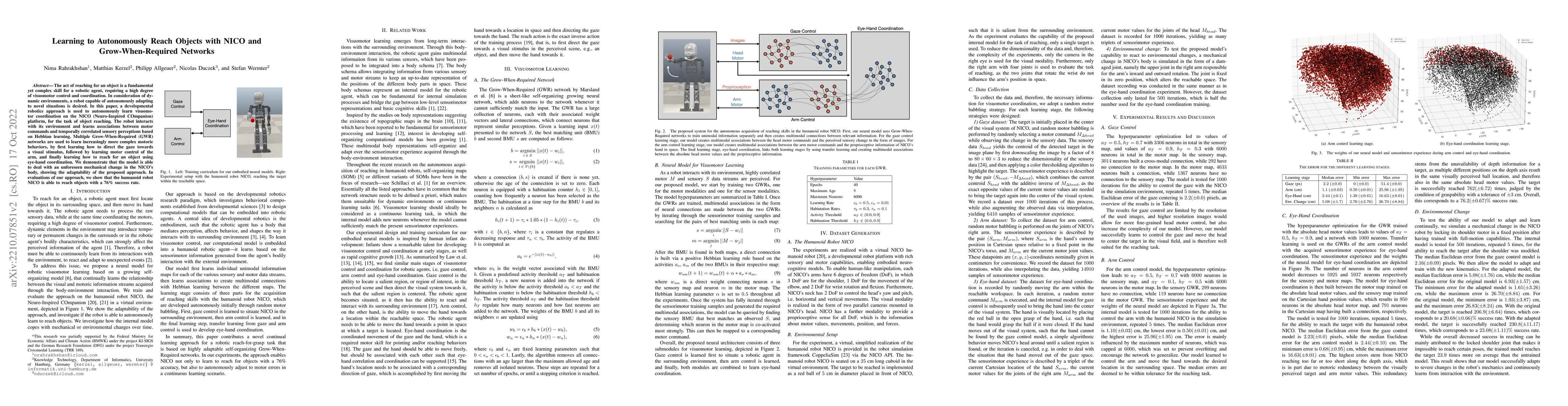 Thumbnail for Learning to Autonomously Reach Objects with NICO and Grow-When-Required
  Networks