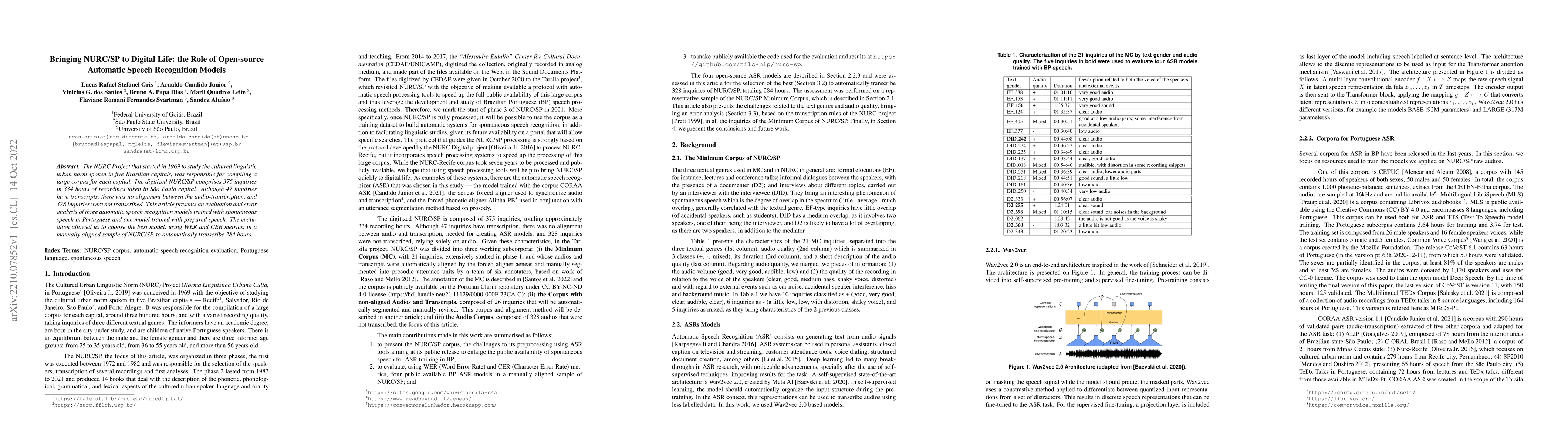 Thumbnail for Bringing NURC/SP to Digital Life: the Role of Open-source Automatic
  Speech Recognition Models