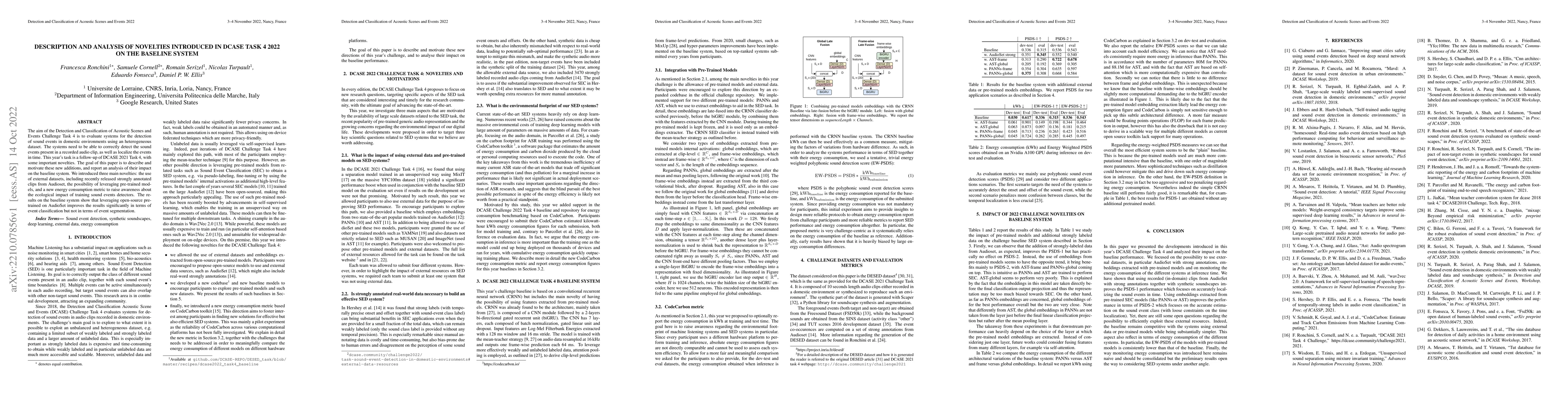Thumbnail for Description and analysis of novelties introduced in DCASE Task 4 2022 on
  the baseline system