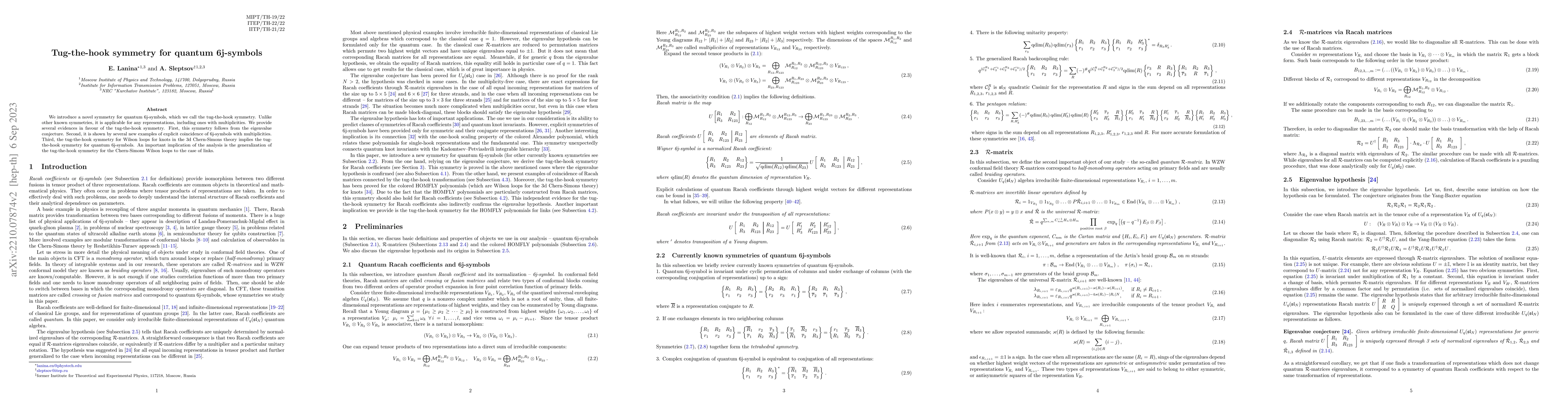 Thumbnail for Tug-the-hook symmetry for quantum 6j-symbols