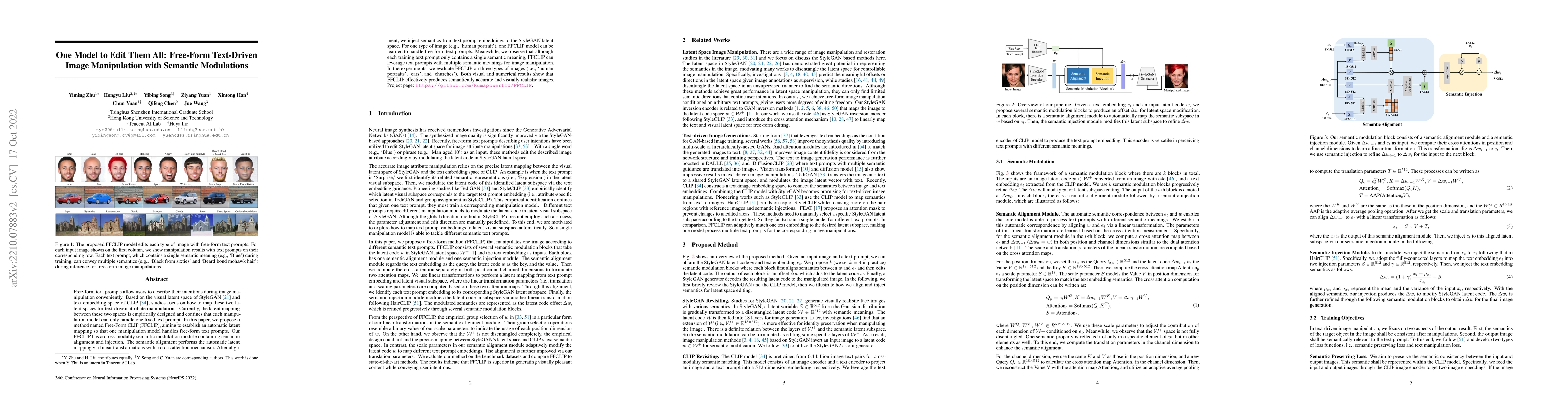 Thumbnail for One Model to Edit Them All: Free-Form Text-Driven Image Manipulation
  with Semantic Modulations