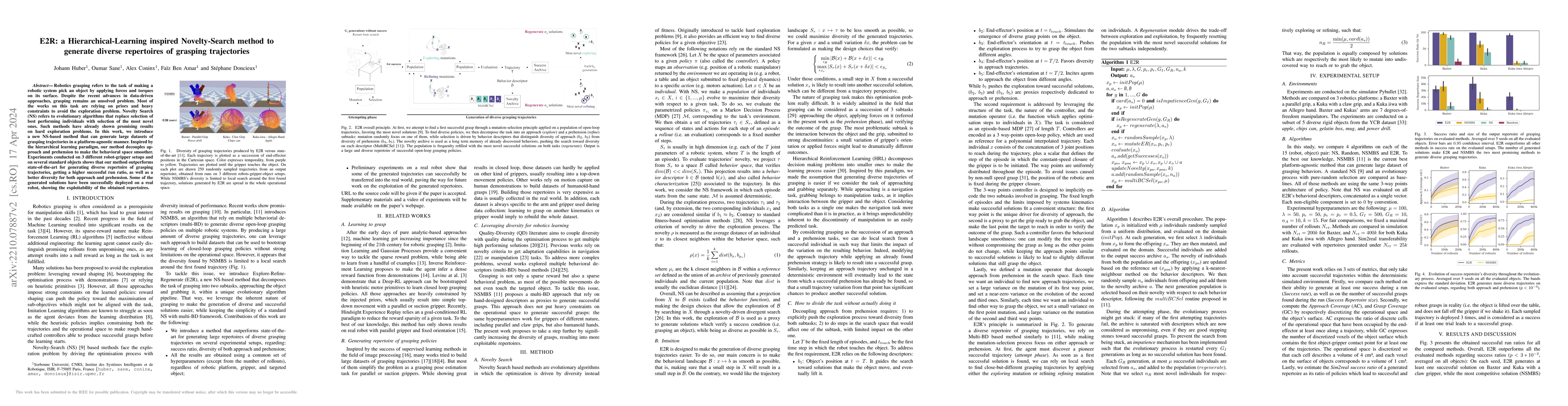 Thumbnail for E2R: a Hierarchical-Learning inspired Novelty-Search method to generate
  diverse repertoires of grasping trajectories