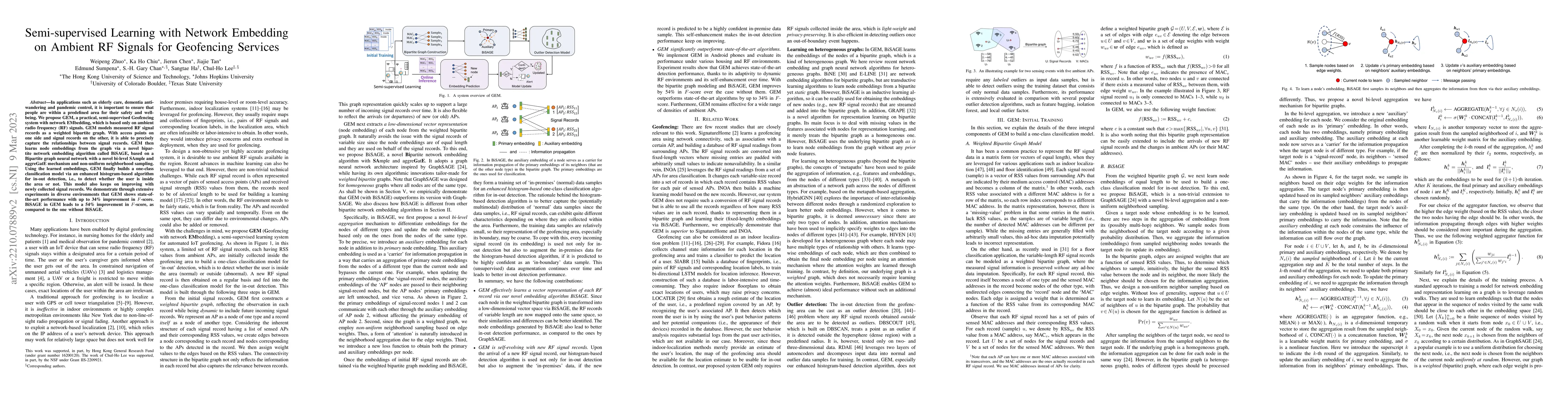 Thumbnail for Semi-supervised Learning with Network Embedding on Ambient RF Signals
  for Geofencing Services