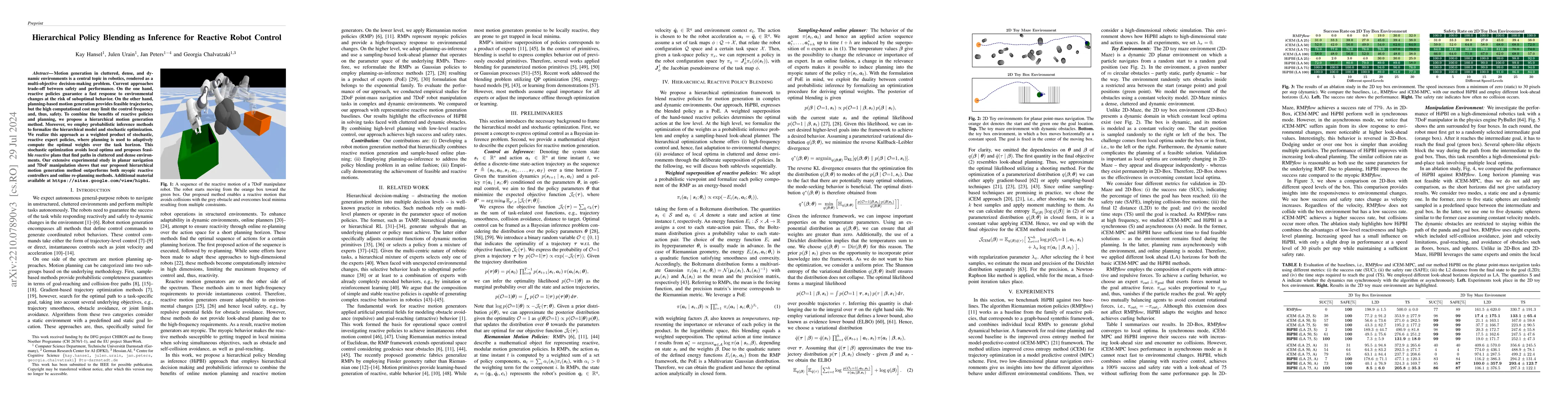 Thumbnail for Hierarchical Policy Blending as Inference for Reactive Robot Control