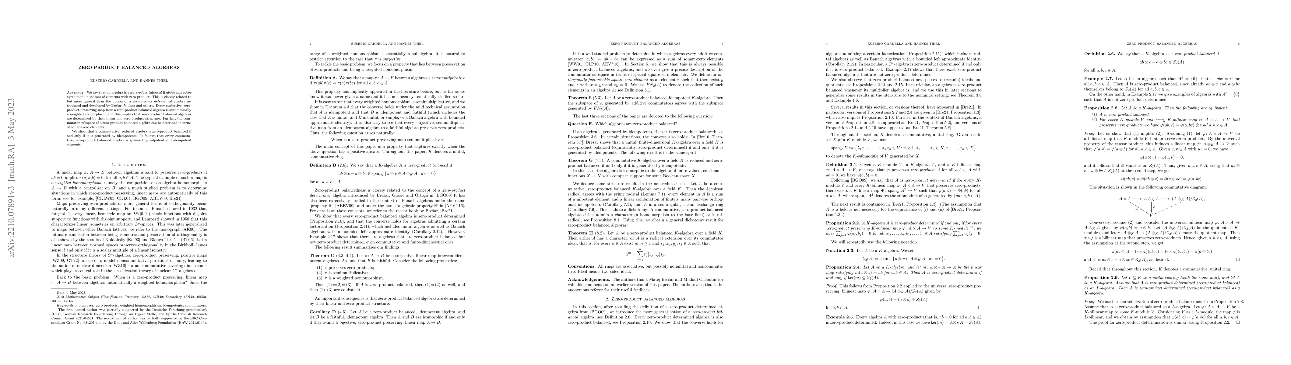 Thumbnail for Zero-product balanced algebras