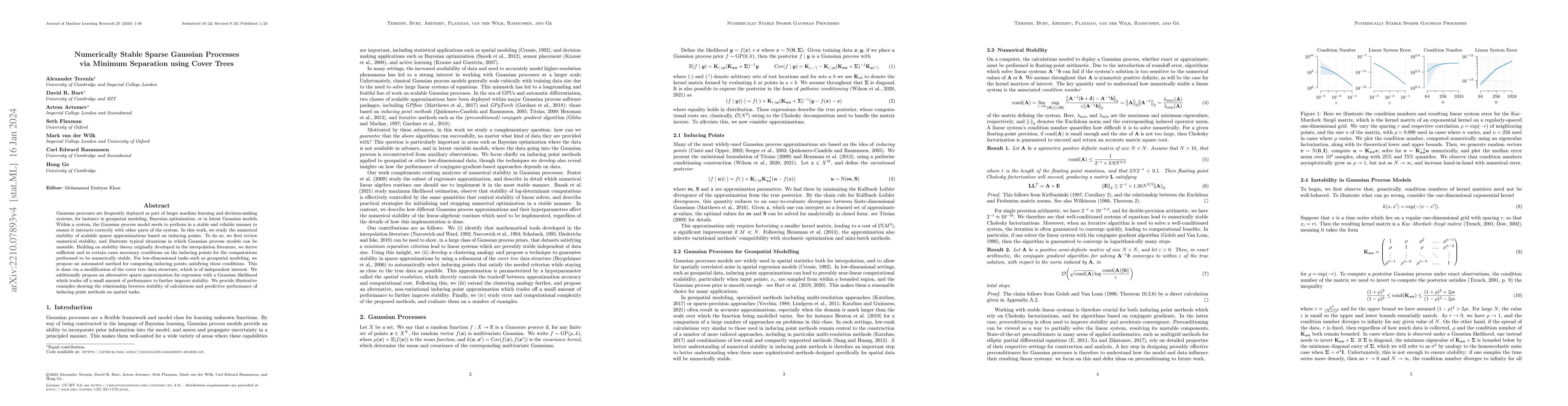 Thumbnail for Numerically Stable Sparse Gaussian Processes via Minimum Separation
  using Cover Trees