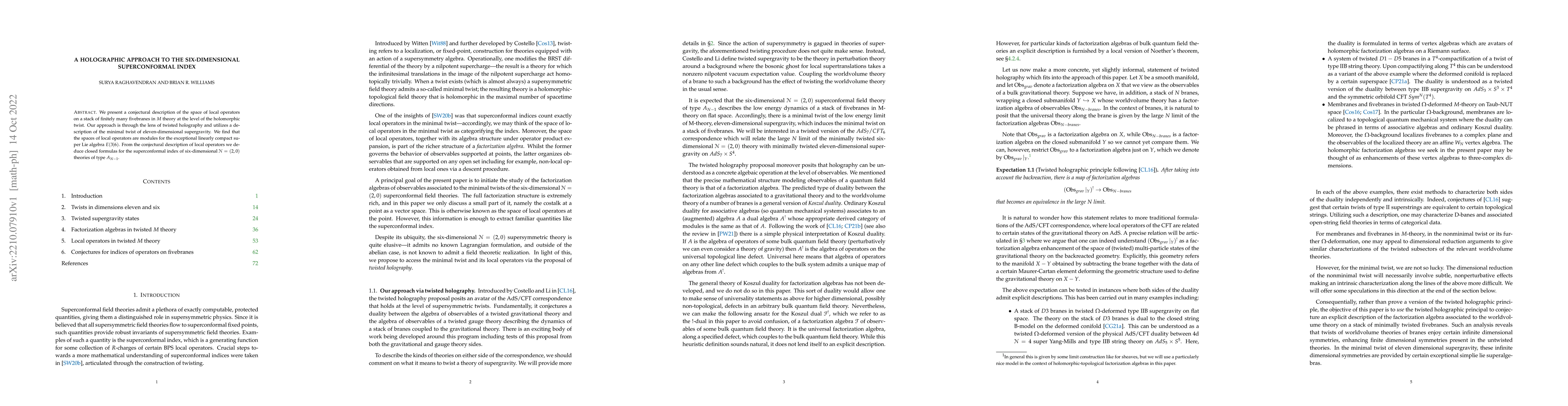 Thumbnail for A holographic approach to the six-dimensional superconformal index