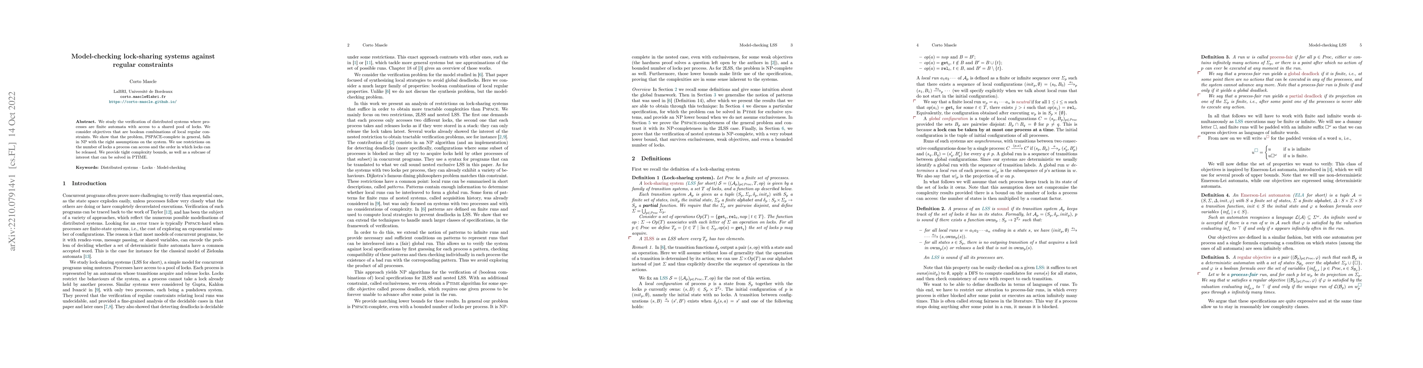 Thumbnail for Model-checking lock-sharing systems against regular constraints