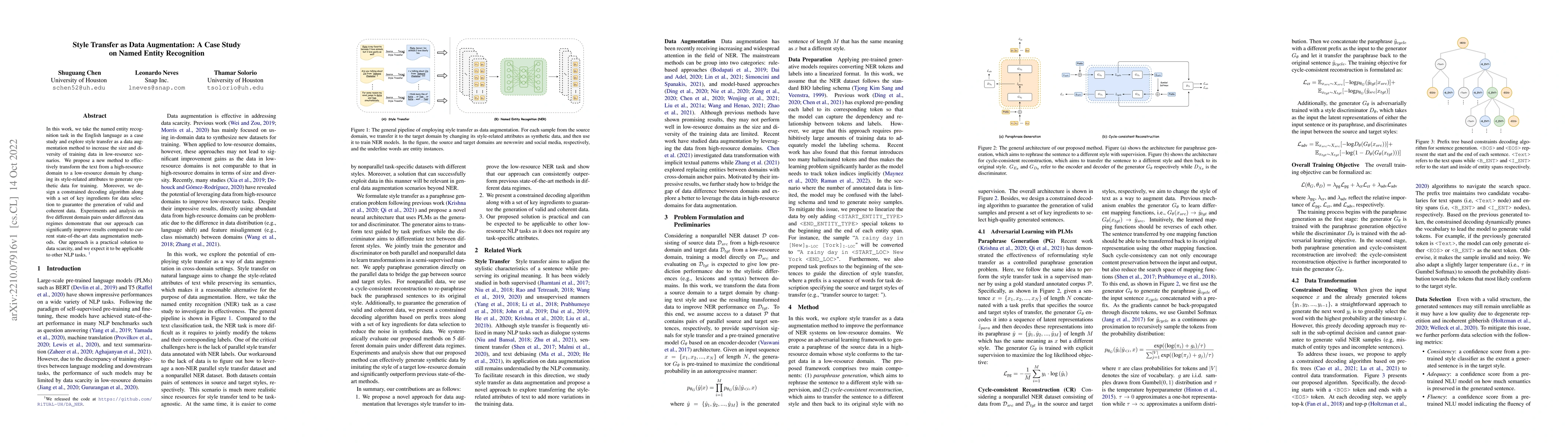 Thumbnail for Style Transfer as Data Augmentation: A Case Study on Named Entity
  Recognition