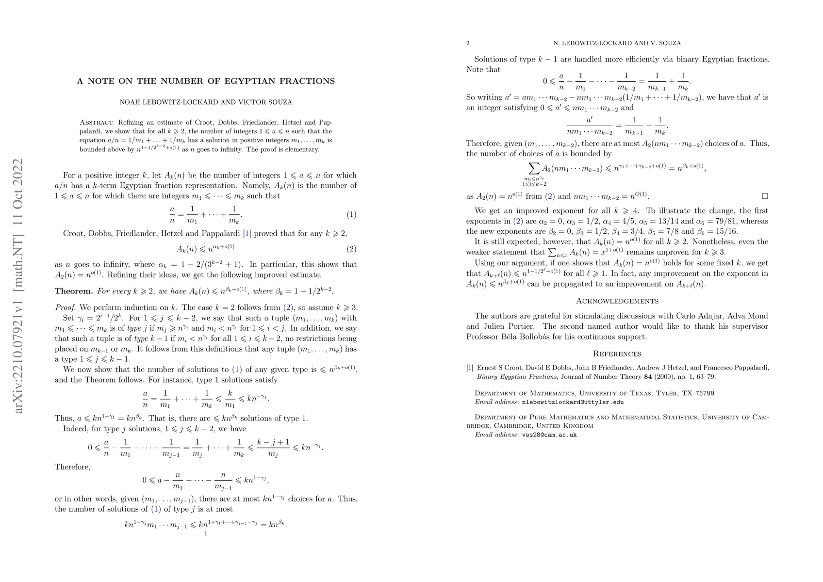 Thumbnail for A note on the number of Egyptian fractions