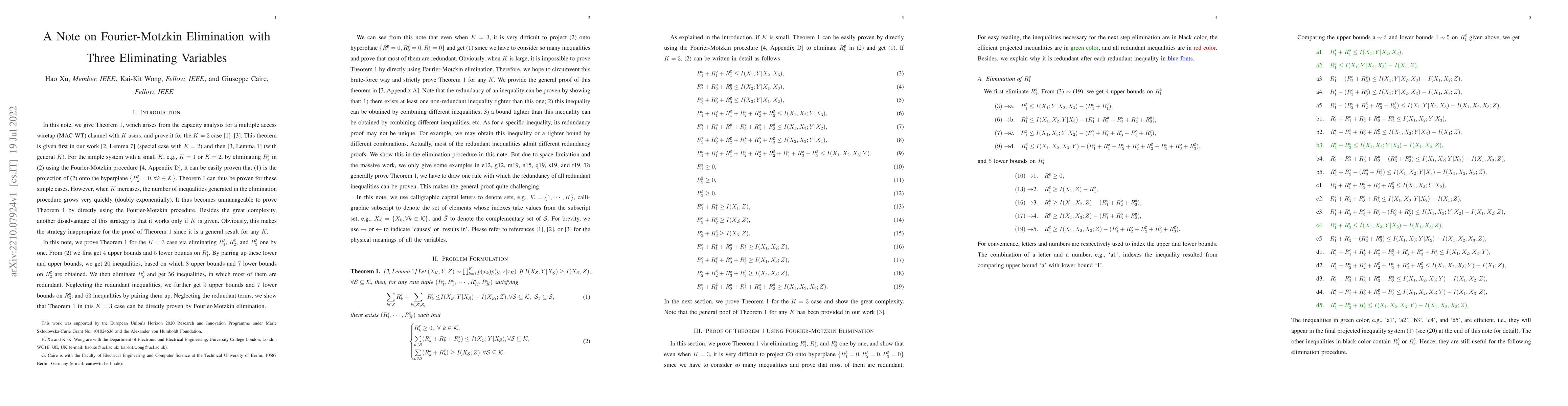 Thumbnail for A Note on Fourier-Motzkin Elimination with Three Eliminating Variables