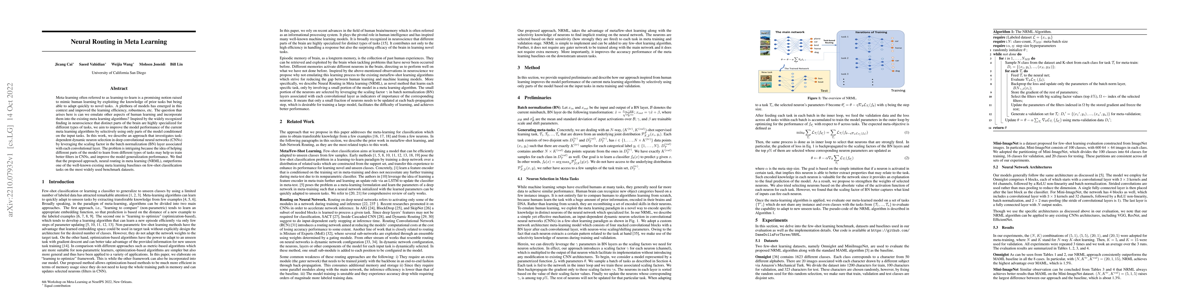 Thumbnail for Neural Routing in Meta Learning