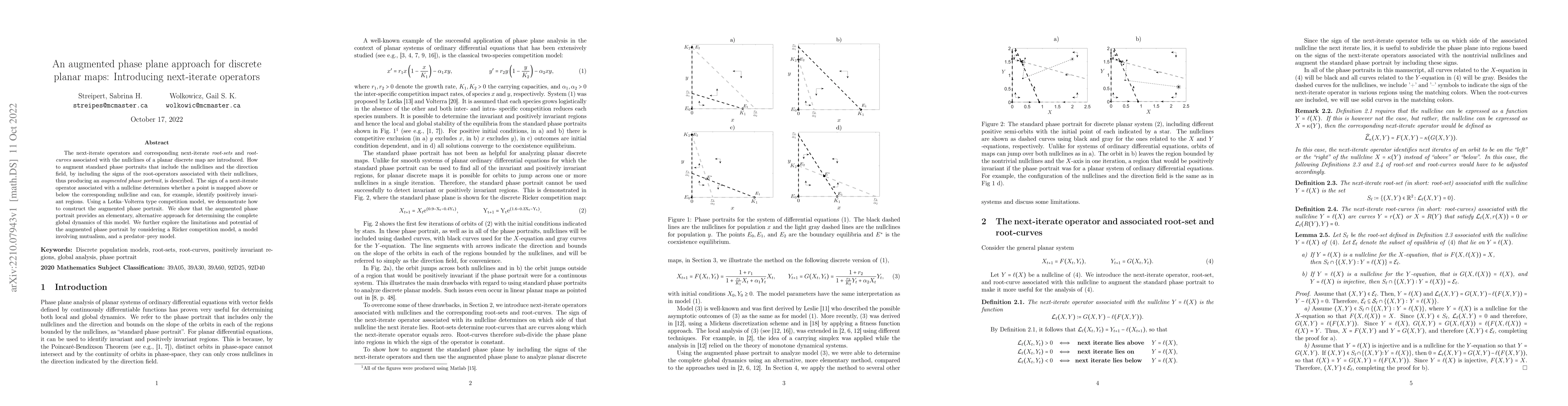 Thumbnail for An augmented phase plane approach for discrete planar maps: Introducing
  next-iterate operators