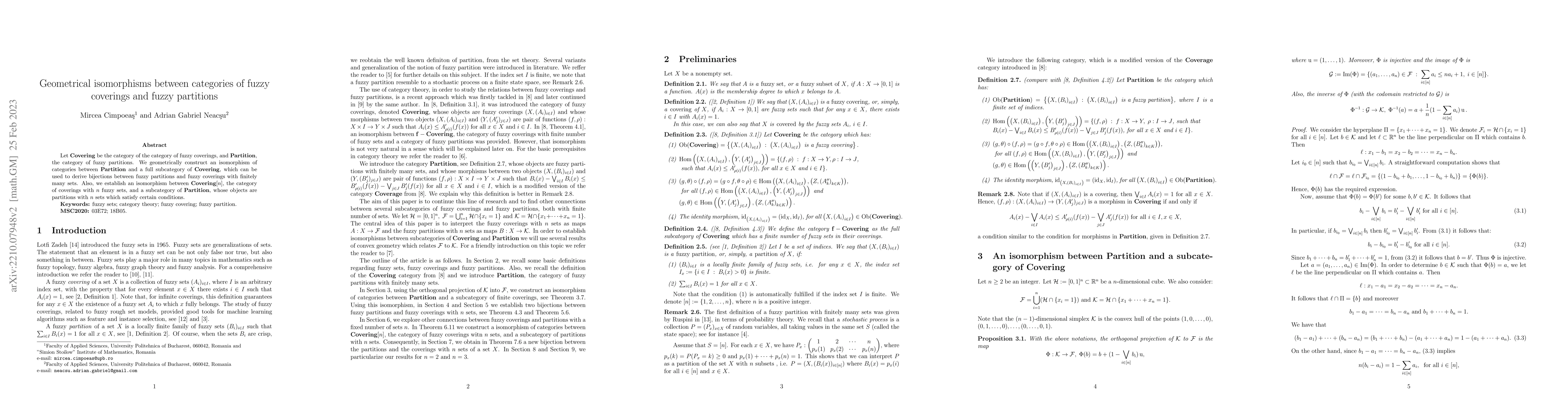 Thumbnail for Geometrical isomorphisms between categories of fuzzy coverings and fuzzy
  partitions